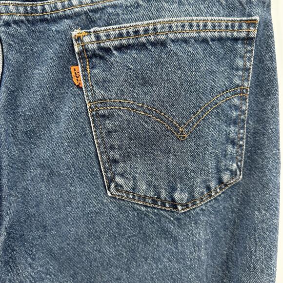 Vintage 70s Levis 517 Denim Jeans 38X32 Orange Tab Boot Cut Distressed - Picture 7 of 15